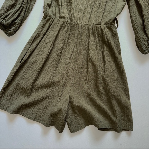 Calvin Klein Olive Green Collared Romper Size 4 Utility Chic Safari Style - Picture 6 of 9